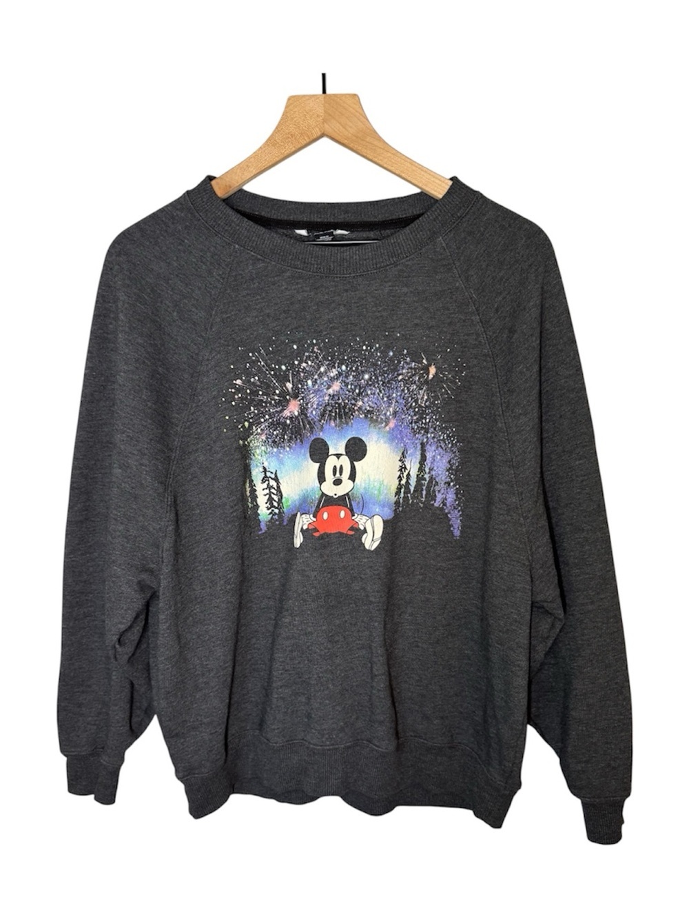 Disney X American Eagle Mickey Mouse Fireworks Gray Fleece Sweatshirt Sz M